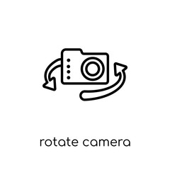 Rotate camera icon. Trendy modern flat linear vector Rotate camera icon on white background from thin line Internet Security and Networking collection