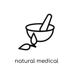 natural medical pills icon. Trendy modern flat linear vector natural medical pills icon on white background from thin line nature collection