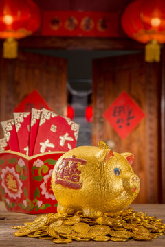 Piggy Banks and gold COINS