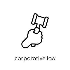 corporative law icon. Trendy modern flat linear vector corporative law icon on white background from thin line law and justice collection
