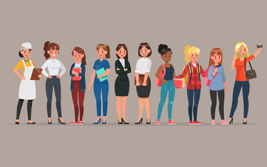 women different profession character vector design no2