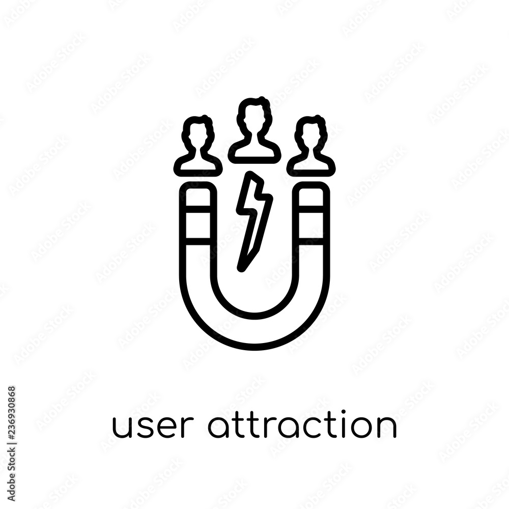 Poster user attraction icon. trendy modern flat linear vector user attraction icon on white background from