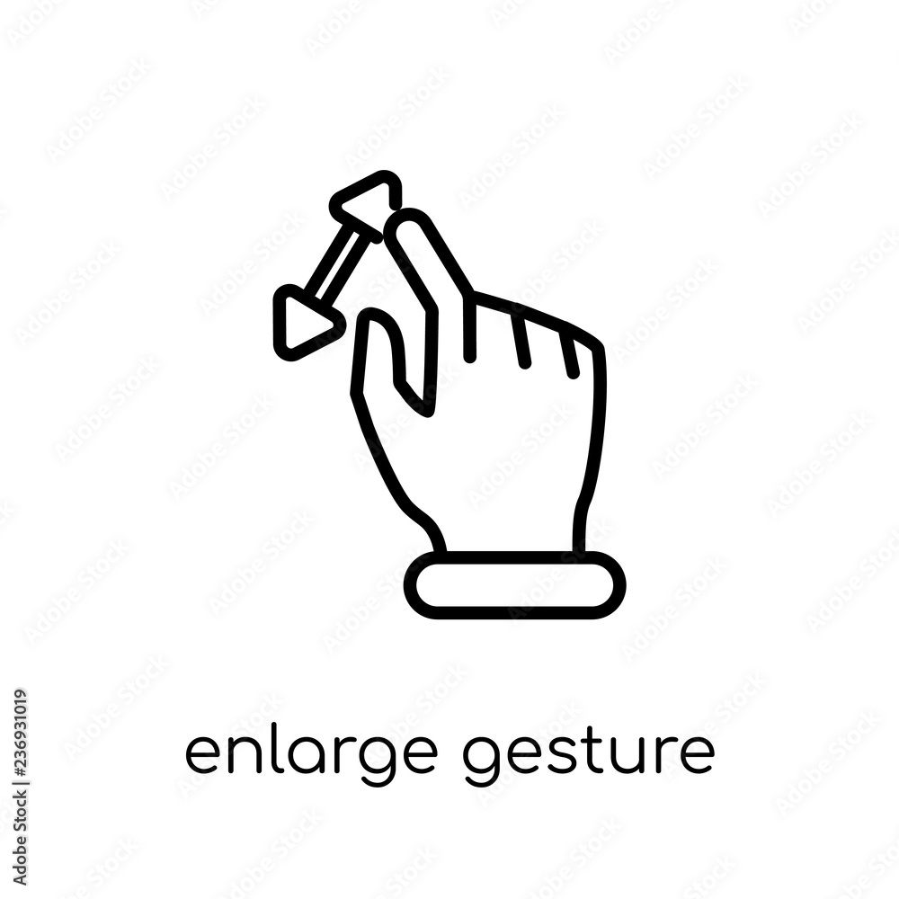 Poster enlarge gesture icon. trendy modern flat linear vector enlarge gesture icon on white background from