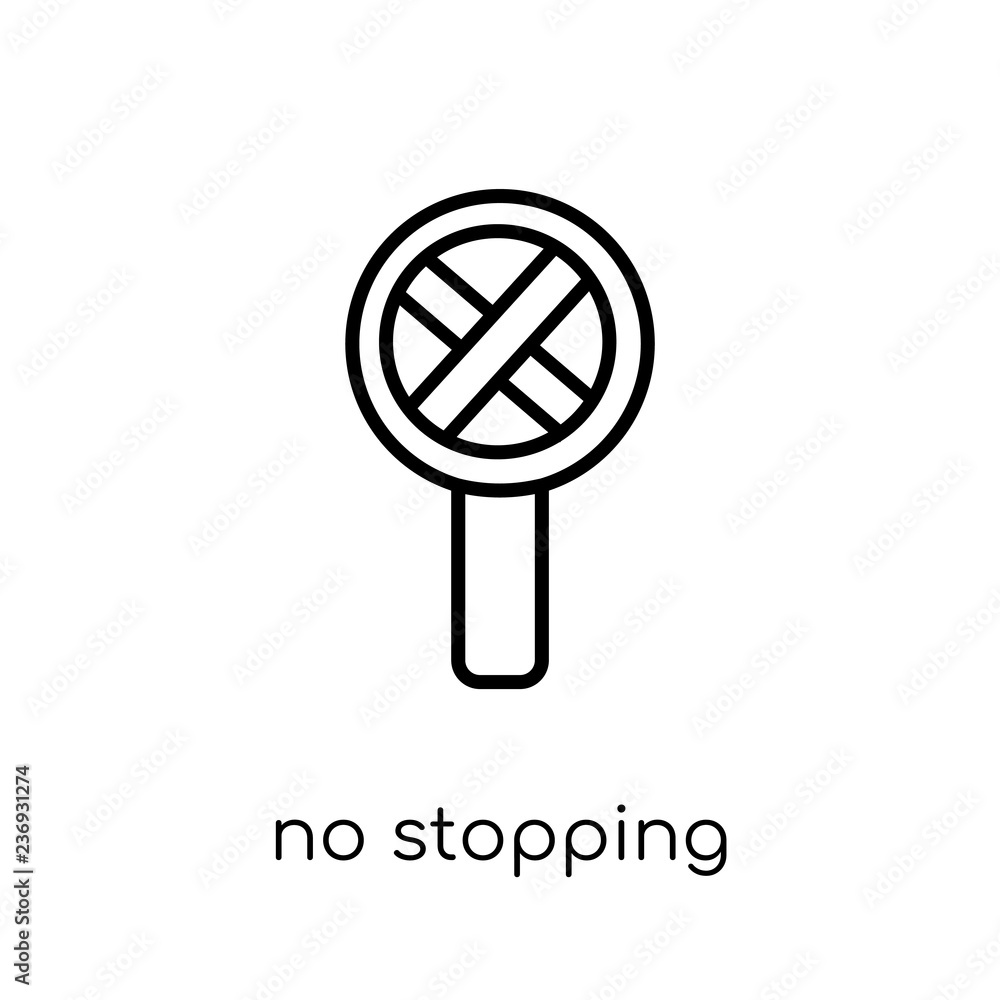 Poster no stopping icon. trendy modern flat linear vector no stopping icon on white background from thin li