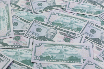 50 dollar banknotes  image close up.