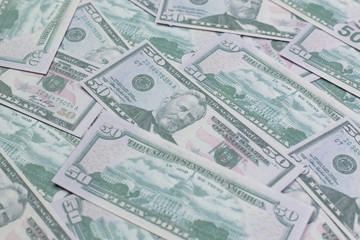 50 dollar banknotes  image close up.