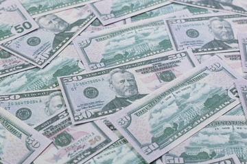 50 dollar banknotes  image close up.
