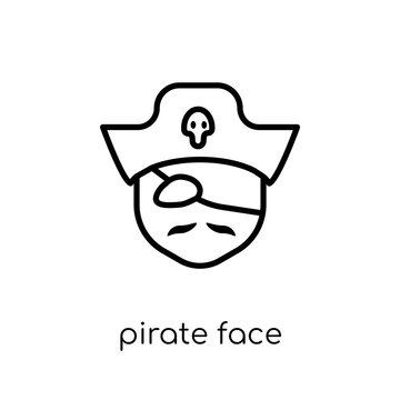 Pirate face icon. Trendy modern flat linear vector Pirate face icon on white background from thin line People collection