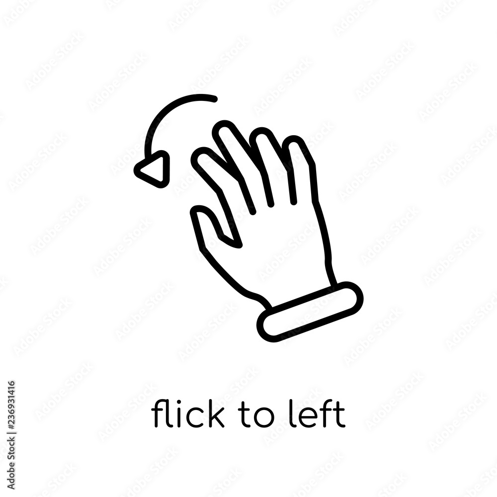 Poster flick to left gesture icon. trendy modern flat linear vector flick to left gesture icon on white bac