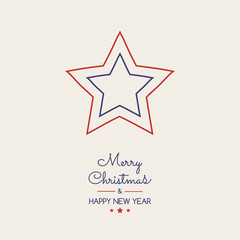 Vintage Christmas card with hand drawn star. Vector.