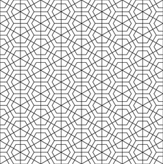 Seamless abstract pattern based on ornament Kumiko.Black and white.