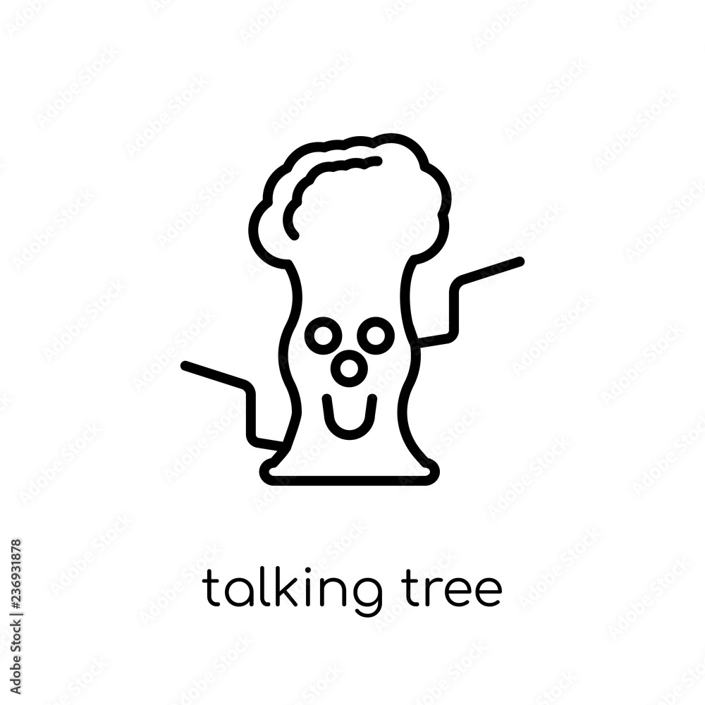 Poster talking tree icon. trendy modern flat linear vector talking tree icon on white background from thin 