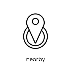 Nearby icon. Trendy modern flat linear vector Nearby icon on white background from thin line Maps and Locations collection