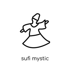 Sufi Mystic icon. Trendy modern flat linear vector Sufi Mystic icon on white background from thin line Religion collection