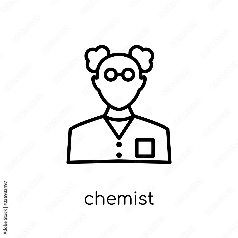 Poster chemist icon. trendy modern flat linear vector chemist icon on white background from thin line profe