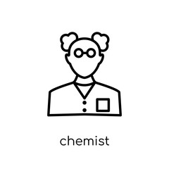 Chemist icon. Trendy modern flat linear vector Chemist icon on white background from thin line Professions collection