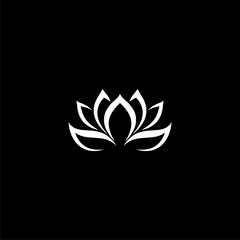Lotus flower logo, Lotus flower icon on dark background