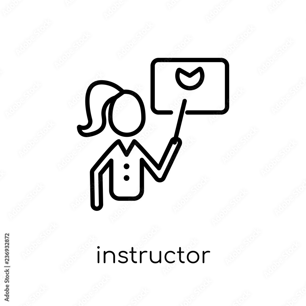 Poster instructor icon. trendy modern flat linear vector instructor icon on white background from thin line