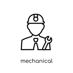 Mechanical Engineer icon. Trendy modern flat linear vector Mechanical Engineer icon on white background from thin line Professions collection