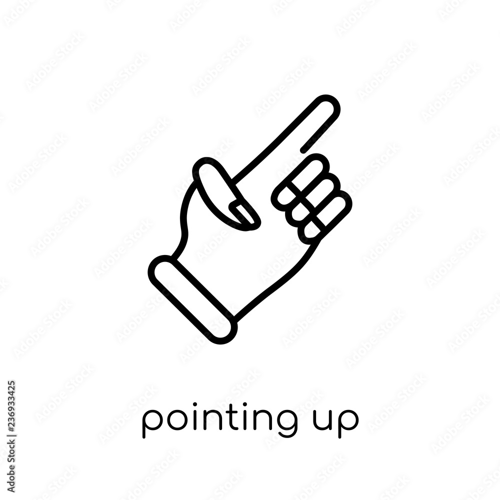 Poster pointing up icon. trendy modern flat linear vector pointing up icon on white background from thin li
