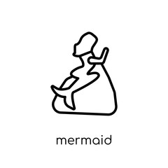 Mermaid icon. Trendy modern flat linear vector Mermaid icon on white background from thin line Fairy Tale collection