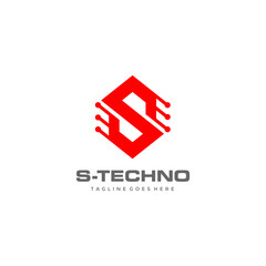 S letter - technology vector logo