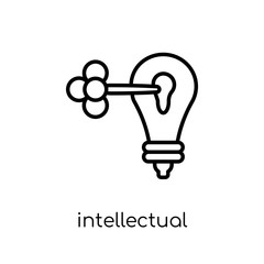 Intellectual property icon. Trendy modern flat linear vector Intellectual property icon on white background from thin line law and justice collection