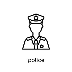 Police icon. Trendy modern flat linear vector Police icon on white background from thin line law and justice collection