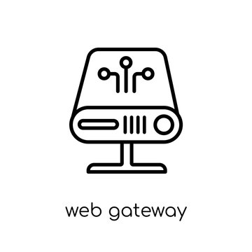 web gateway icon. Trendy modern flat linear vector web gateway icon on white background from thin line Internet Security and Networking collection