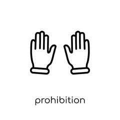 Prohibition gesture icon. Trendy modern flat linear vector Prohibition gesture icon on white background from thin line Hands and guestures collection