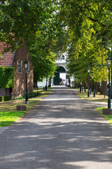 Lane to entrance of 14th Century Daelenbroeck Castle, Herkenbosch, Limburg, Netherlands