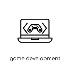Game development icon. Trendy modern flat linear vector Game development icon on white background from thin line Programming collection