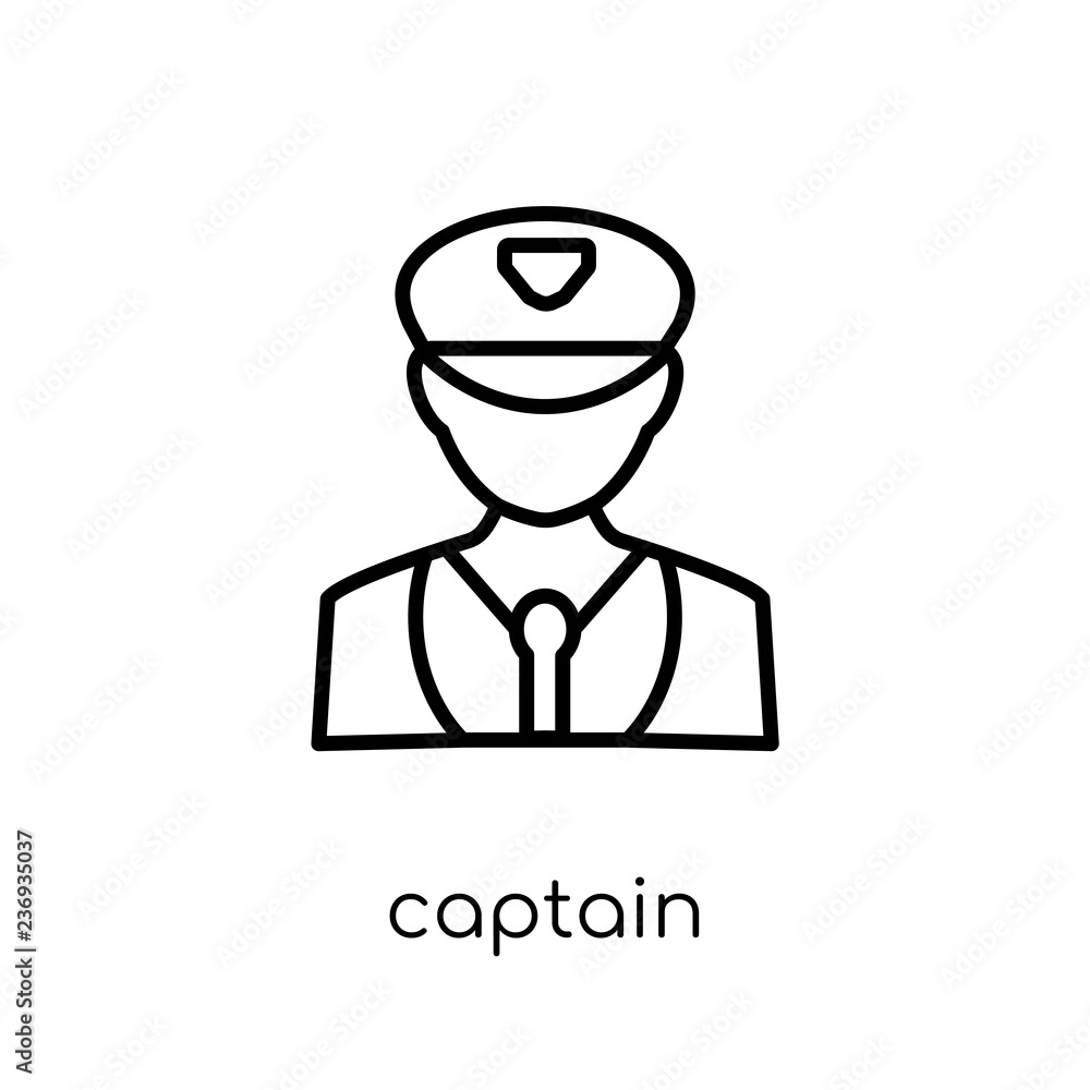 Poster captain icon. trendy modern flat linear vector captain icon on white background from thin line profe