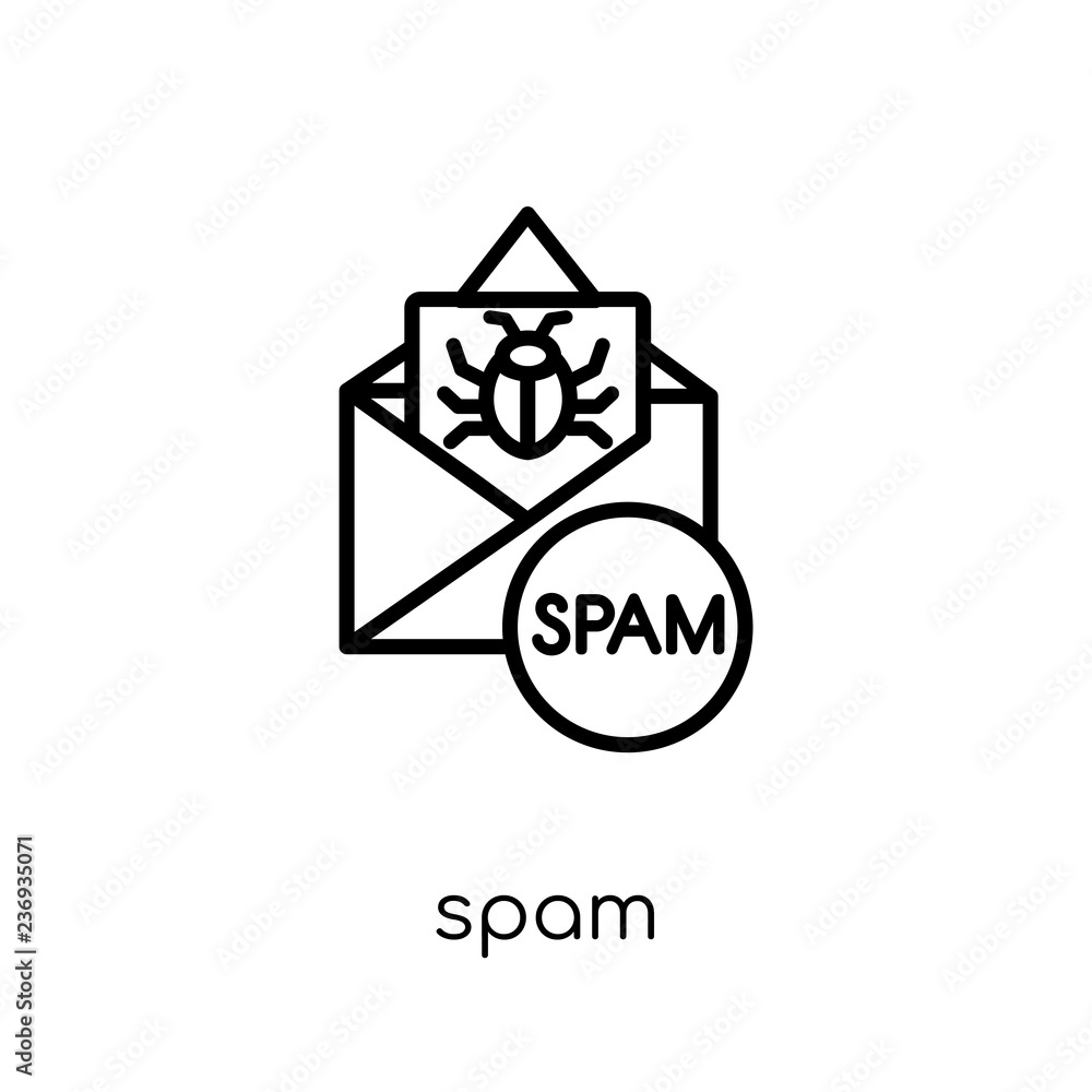 Poster spam icon. trendy modern flat linear vector spam icon on white background from thin line internet se