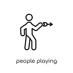 People playing Darts icon icon. Trendy modern flat linear vector