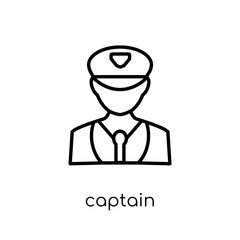 captain icon. Trendy modern flat linear vector captain icon on white background from thin line Professions collection