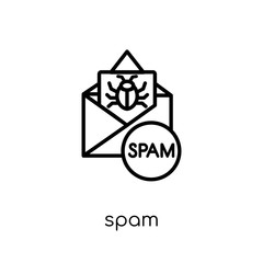 Spam icon. Trendy modern flat linear vector Spam icon on white background from thin line Internet Security and Networking collection