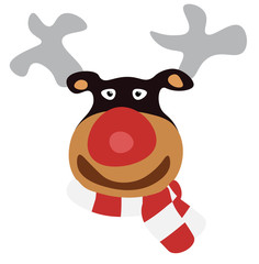 A cartoon flat deer head. Winter design