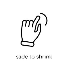 Slide to shrink icon. Trendy modern flat linear vector Slide to shrink icon on white background from thin line Hands and guestures collection
