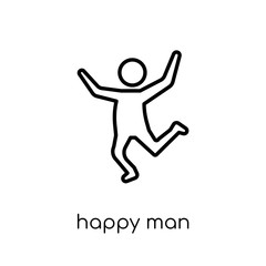 Fototapeta na wymiar Happy man icon. Trendy modern flat linear vector Happy man icon on white background from thin line People collection