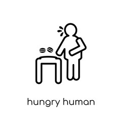 hungry human icon. Trendy modern flat linear vector hungry human icon on white background from thin line Feelings collection