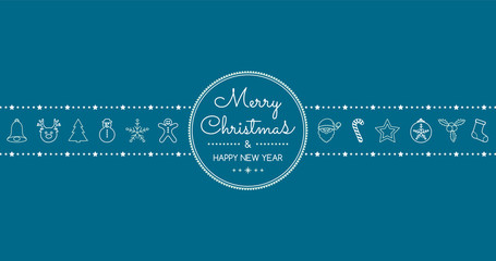 Concept of Christmas composition with ornaments. Vector.