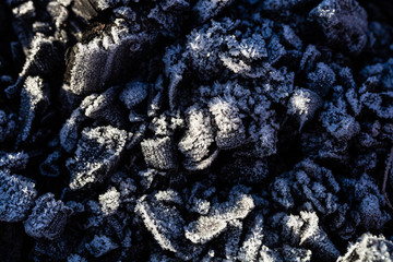 Frost on the coals in the grill or fireplace