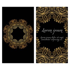 Design Vintage cards with frame Floral mandala pattern and ornaments. Vector template. Islam, Arabic, Indian, Mexican ottoman motifs. Hand drawn background