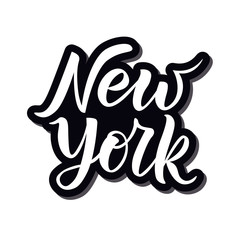 Hand sketched New York text. Vector illustration. Fashion lettering typography. Great for clothing, logo, badge, icon, card, sticker, poster, invitation, banner template. 