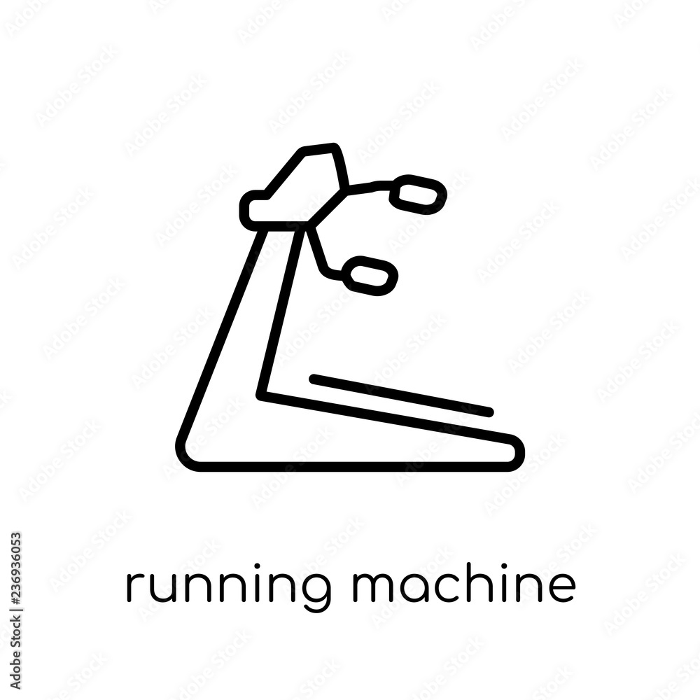 Poster running machine icon. trendy modern flat linear vector running machine icon on white background from