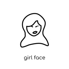 Girl face icon. Trendy modern flat linear vector Girl face icon on white background from thin line People collection