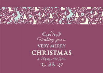 Christmas calligraphy in retro style with ornaments. Vector.