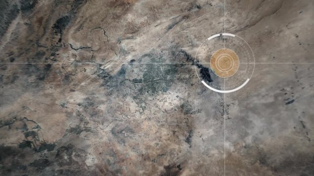 Damascus, Syria, Surveillance drone or satellite camera spying
