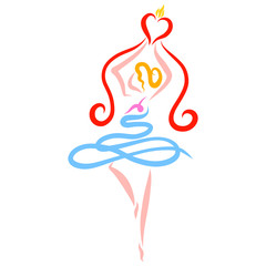 Ballerina or gymnast with a candle in the shape of a heart in her hands